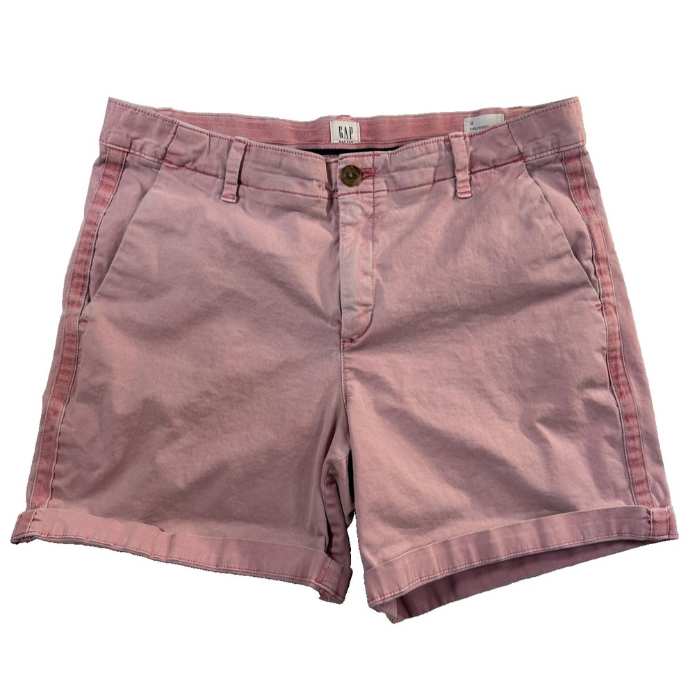 GAP Chino Girlfriend Shorts Womens 12 Pink Casual Zip Fly Pockets Shabby Chic